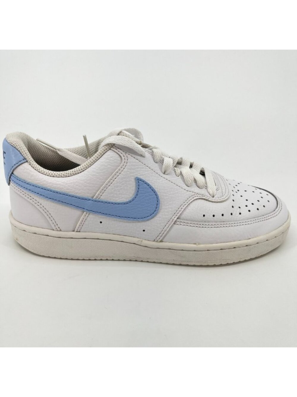 Nike Court Vision Low Womens Size 7 White Blue Athletic Leather Shoes Sneakers